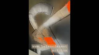 Minimalistic Abstract Art - expressionism painting - orange silver gold - www.helenedesmetart.com