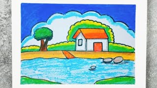 Draw beautiful ❤️ scenery for beginners #drawing  #stepbystep #howtodraw  #drawingforbeginner