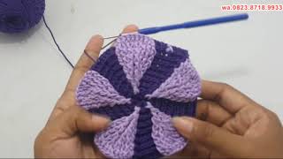 Tutorial Tas Rajut Bulat Motif 3d Leaf Part 2