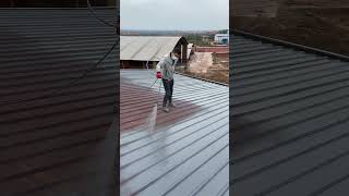 Factory roof makeover spray painting colored steel tiles#shortvideo #viralshort