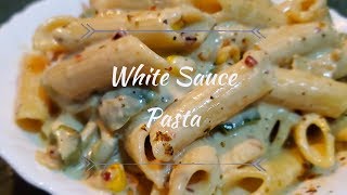 White Sauce Pasta with Capsicum and Corn