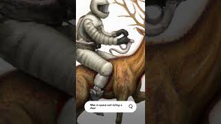 Asking AI for man in space suite riding a deer. #ai #art #short