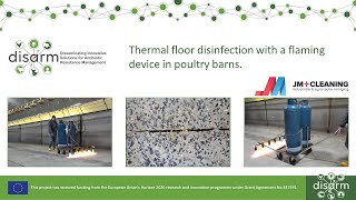 Thermal floor disinfection with a flaming device in poultry barns