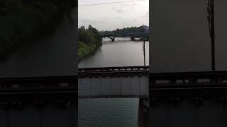 Crossing a bridge on a train!