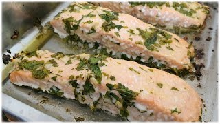 BAKED SALMON recipe with lemon garlic butter