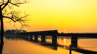 YDM4 Meter Gauge Train - Mailani and Tikunia Passenger Train crosses Sharda River