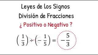 Leyes de los Signos en División de Fracciones - Ejemplos