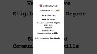 SUTHERLAND/hiring /job🔥