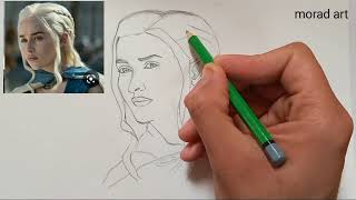 Drawing Emilia Clarke / How to draw Emilia Clarke in pencil step by step