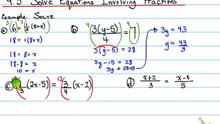 1D - 4.3 Solve Equations Involving Fractions