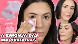 TUTORIAL DE MAKE ATUALIZADO + Testando Esponja Fluffy Puff Melu: Vale a pena? | Make com Lari