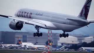 Qatar Airbus A350 XWB Landing at Frankfurt