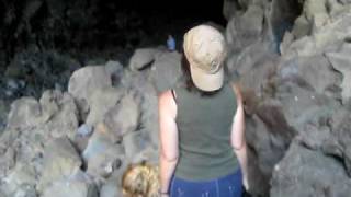 Descending Skull Cave in Lava Beds National Monument