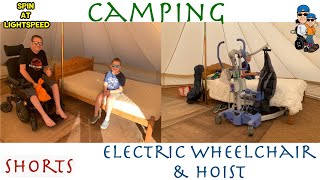 Shorts   Accessible Camping   Electric Wheelchair and Hoist in Tent - #shorts