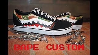 CUSTOM BAPE SHARK TEETH VANS | TIMELAPSE