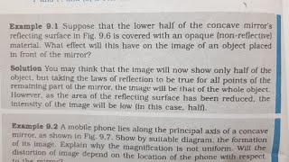 Suppose that the lower half of the concave mirror's reflecting surface in Fig. 9.6 is covered