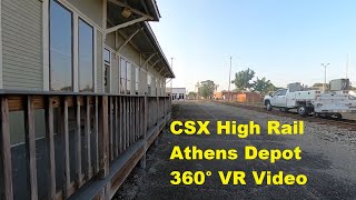 CSX High Rail Truck Passes L&N Depot in Athens - 360° Virtual Reality Video