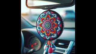 Charming crochet car mirror hanging accessories #crochet #knitted #caraccessories #carhanging