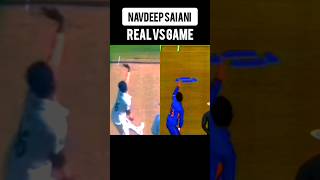 NAVDEEP SAINI REAL VS GAME BOWLING ACTION IN REAL CRICKET 20/22/23/24/25 #cricket #shorts #ipl