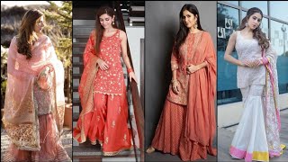 Simple & Elegant Shararas & Ghararas style ideas for wedding/summer