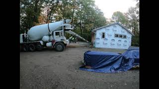 Pouring concrete for a garage floor