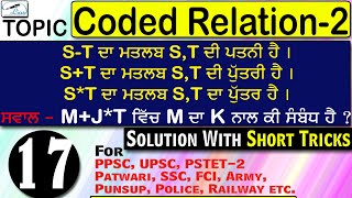 PART - 2 | Coded Relation Reasoning Tricks | Coded Relationship | Trick/Questions/Classes in Punjabi