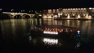 Toulouse at night - a view over the river Garonne and the Port Neuf