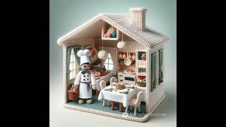 Amazing hand knitted home model #knittingmodels #crochet #homedesign #dollhouse