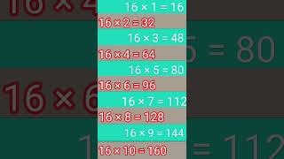 16 का पहाड़ा (table) english में #education