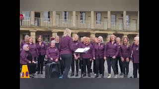 Uttoxeter's Heath Chorus singing at The Piece Hall in Halifax.