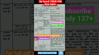 यूपी बोर्ड का टाइम टेबल जारी जल्दी देखें  #upboard2023  up board time table 2023 class 10