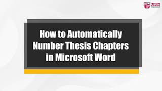 How to Automatically Number Thesis Chapters in Microsoft Word