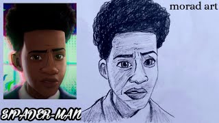 ✏How to draw Miles Morales face with a pencil🕷🕸(Spiderman)drawing