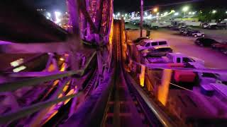 PUYALLUP FAIR WOODEN ROLLER COASTER | FINGER VARIANT | FRONT ROW | NIGHT TIME | POOPENFARTEN | 4K???