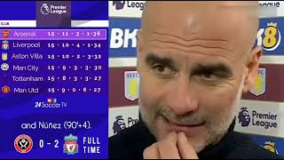 INTERVIEW with Pep GUARDIOLA 🎤 | Premier League RESULTS & TABLE UPDATE |