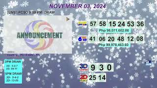 [LIVE] PCSO 9:00 PM DRAW - NOVEMBER 03, 2024 LOTTO RESULTS