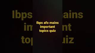 ibps afo mains