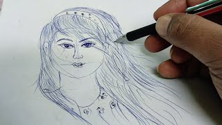 How to draw a girl in blowing air ||  a girl sketch in air