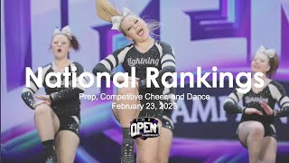 February 23, 2023 - National Rankings for Prep, Competitive Cheer, and Dance Divisions