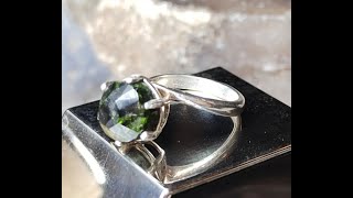 Natural Opaque Demantoid on Sterling Silver 925 Ring