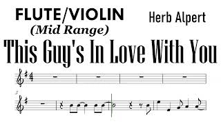 This Guy's In Love With You  Flute Violin Easier Key Sheet Music Backing Track Partitura Herb Alpert