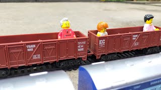 Train Travelling Lego People by Train Wagons Boogies Coal