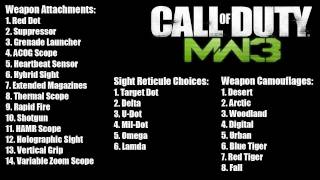 Modern Warfare 3 Online Multiplayer - Weapon Attachments, Camos and Equipment