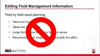 Field Information Edits in the Mix Matters Tool