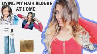 DYING MY HAIR BLONDE FROM BLUE | DYING MY HAIR AT HOME|BLONDE OMBRE| HAIR HIGHLIGHTS AT HOME|