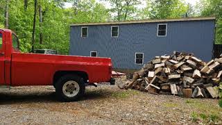 1989 GMC 3500 loaded full of wood. Weight testing it. Thanks for watching.