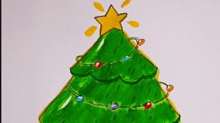 How to draw christmas tree 🎄drawing for kids #drawing #easydrawing #christmastree #drawingforkids