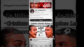 Un million D'abonnés En 1h30 : #Cristiano #Ronaldo Explose Les Records Sur Youtube @cristiano