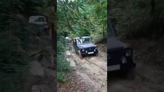 Puch G and Mitsubishi Pajero in action