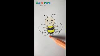 How To Draw a Cute Honey Bee and Caterpillar, Step By Step Easy For Kids